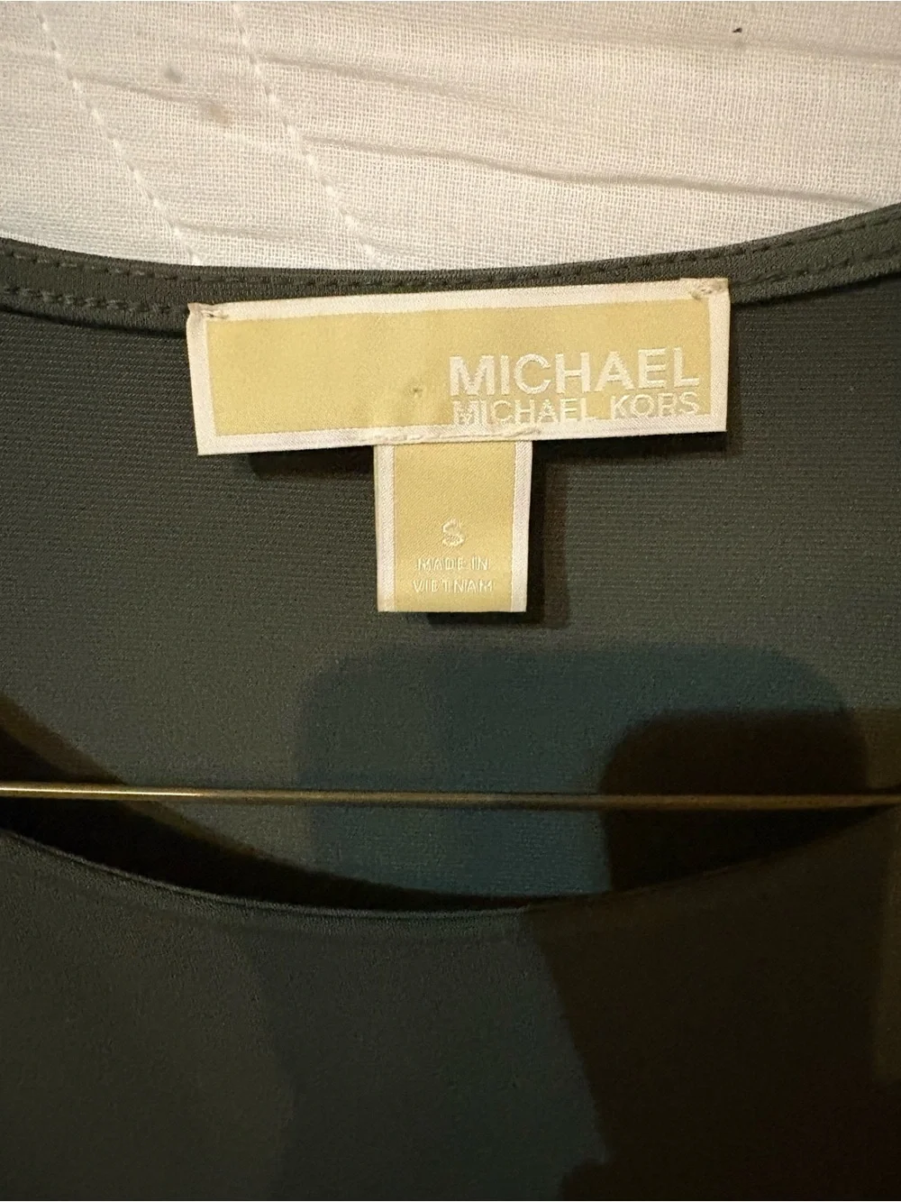 Michael Kors Dark Olive Ladder-Trim Short Sleeve Blouse